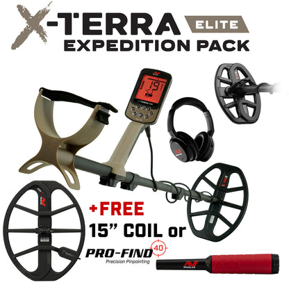 Minelab X-Terra Elite Expedition Pack + Free 15" Coil or Pro-Find 40