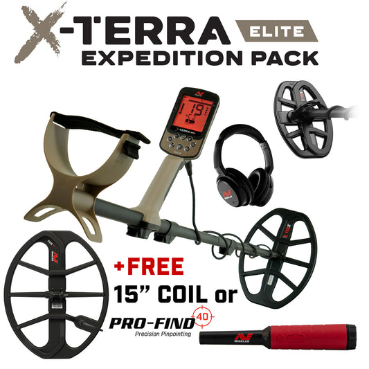 Minelab X-Terra Elite Expedition Pack + Free 15" Coil or Pro-Find 40